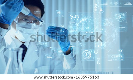 Science technology concept. Research and Development. Drug discovery. Royalty-Free Stock Photo #1635975163