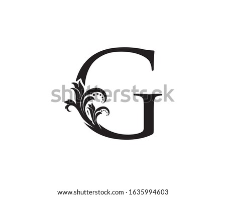 Vintage Floral G Letter Logo. Black G With Classy Leaves Shape design perfect for Boutique, Jewelry, Beauty Salon, Cosmetics, Spa, Hotel and Restaurant Logo. 