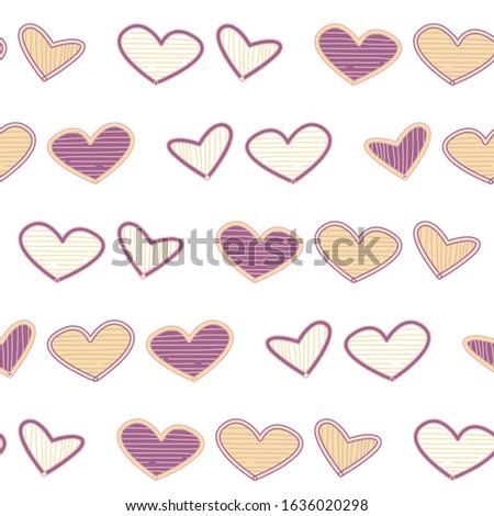 Seamless childish pattern with hand drawn hearts. Valentine's day pattern with heart