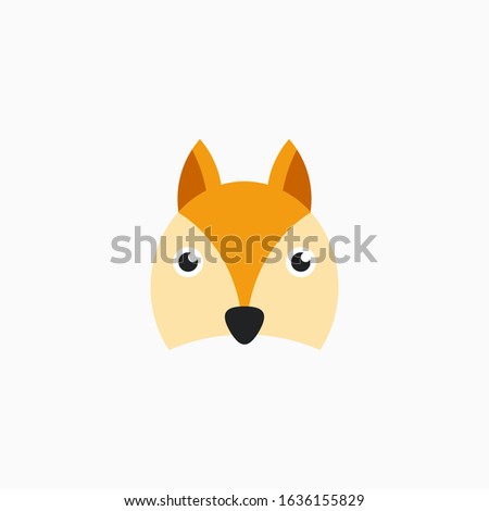 Vector Flat Fox's face isolated. Cartoon style illustration. Animal's head logo. Object for web, poster, banner, print design. Advertisement decoration element.