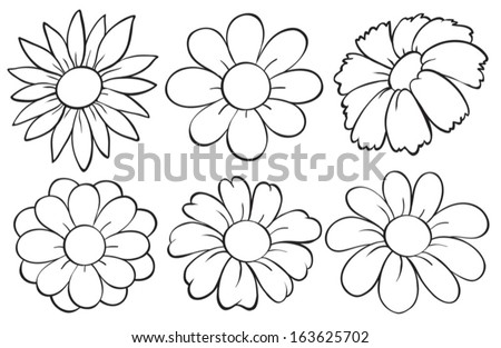Illustration of the flowers in doodle design on a white background