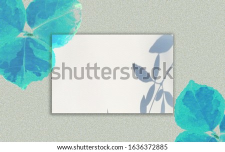 card mockup  for greeting card ,business card .leaves background