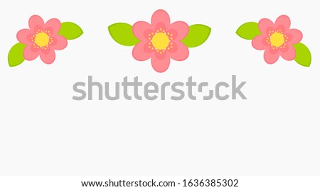 Pink flowers card background. Vector illustration.