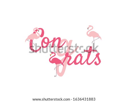 Congrats Sign, Pink Flamingos and text