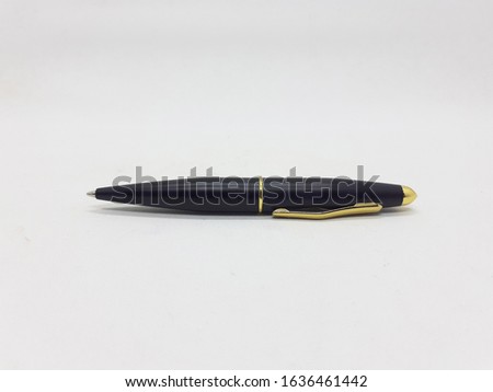 Handheld Writing Tools Black Gold Pen for Business Office and School Education Supplies in White Isolated Background