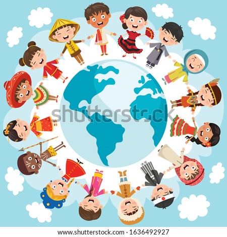 Circle Of Happy Children Different Races Royalty-Free Stock Photo #1636492927