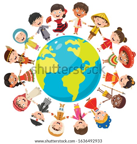 Circle Of Happy Children Different Races Royalty-Free Stock Photo #1636492933