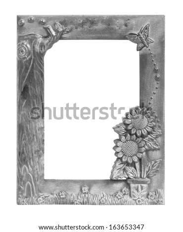 Old silver picture frame .Isolated on white background