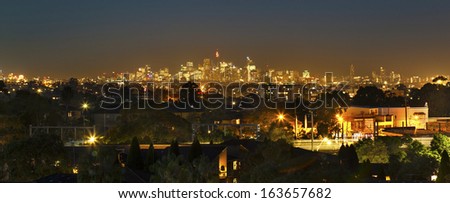 sydney skyline at night from the south side