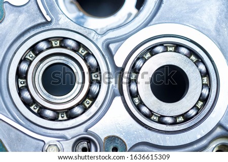 Close-up ball bearing in car automatic transmission