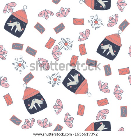 Childish seamless pattern made in hand drawn doodle style. Design animal made in soft colours. Background or wallpaper may use for wrapping paper, web page, kids nursery, postcard, hand made album