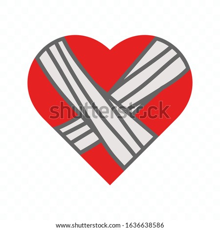 broken heart icon. heart bandaged icon. heart icon with white background. Vector illustration of love