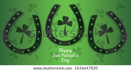 Saint Patricks day poster with a lucky horseshoes - Vector