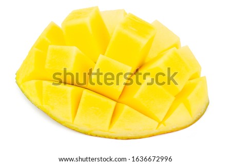 mango slices isolated on white background. healthy food