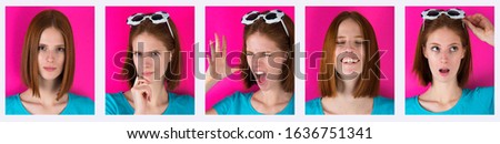 Young woman with different emotion. Mood swings concept