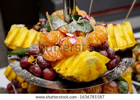 Wedding Fruits At Banquet Table Buffet Reception With Fruit