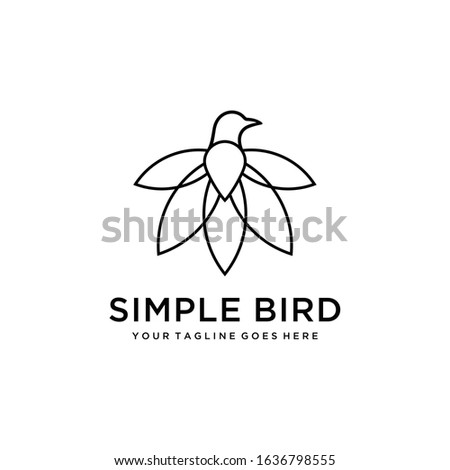 Creative illustration modern bird with leaf nature logo template vector icon