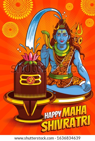 illustration of  Lord Shiva of india for traditional Hindu in nepal, Happy Maha Shivratri festival, background template, vector EPS10.