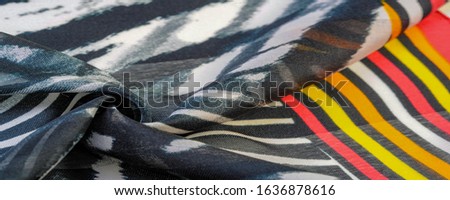 TeTexture pattern, silk fabric, African themes, printing on fabric, cheerful pattern will decorate the project. dichotomous nature of the theme of freedom, heaven, hell, exotic banality, dream reality