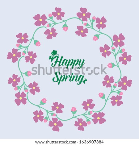 The beauty pink wreath frame, for happy spring greeting card template design. Vector