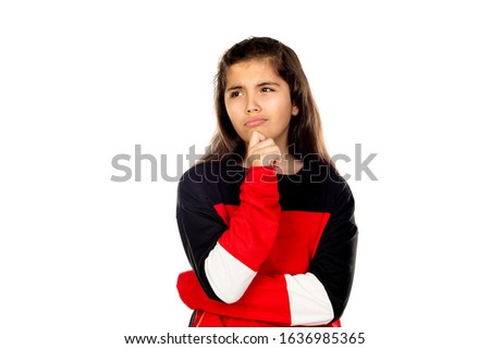 Adorable young girl isolated on a white background