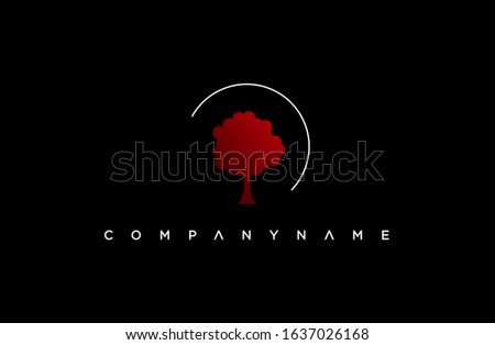 modern red tree logo. simple icon, template design