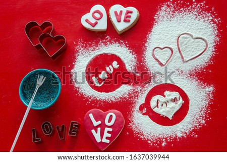 Valentine day cookies background/ Heart shaped cookies background.