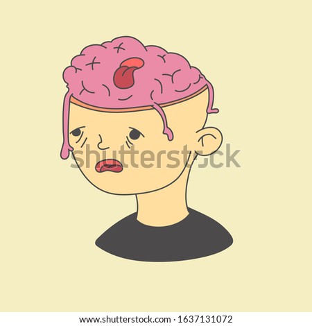 Illustration of Tired and Sleepy Brain