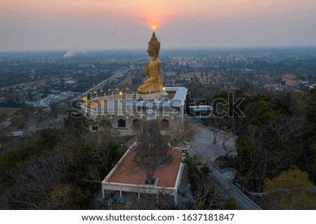Bandai It Temple The sunset of Phetchaburi province, Asia, Thailand