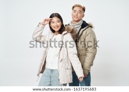 Man and woman elegant style winter jacket fun fashion lifestyle