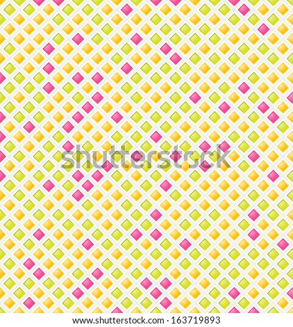 The abstract background made out of yellow, green and violet diamond shapes / The fresh rhombus pattern / The diamond background
