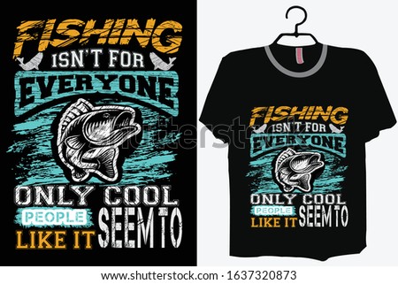Fishing T-shirt Design Template Vector And Fishing T-Shirt Design, Fish vector illustration with black background.