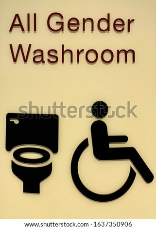 A sign indicating an all gender washroom, which supports equal treatment for all genders