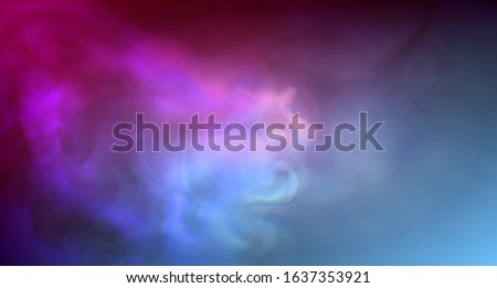 Realistic purple and blue fog. Colored smoke. 3d fog. Copy space. Vector stock illustration. Purple abstract background. Neon flashes of light. Mystical and occult background. Royalty-Free Stock Photo #1637353921