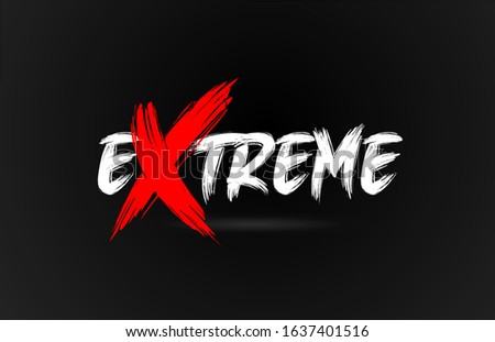red white black extreme grunge word text for typography icon logo design. Hand drawning brush stroke Royalty-Free Stock Photo #1637401516