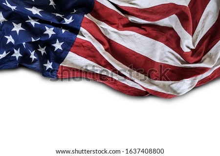 United States of America flag isolated on white background USA banner with copy space