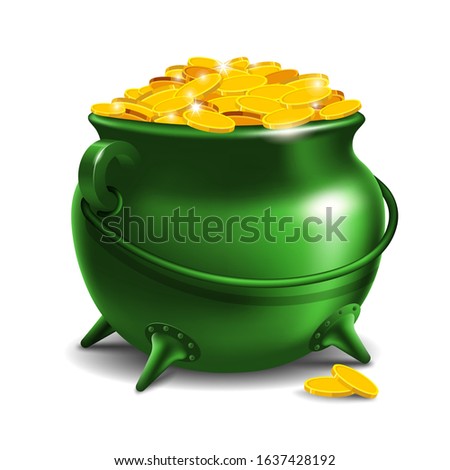 Coin in a jug Illustration, Happy St patrick day. Royalty-Free Stock Photo #1637428192