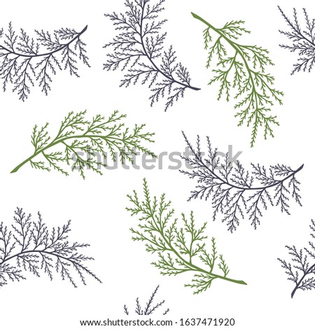 Seamless pattern of thuja tree branches, Christmas tree. eps10 vector stock illustration