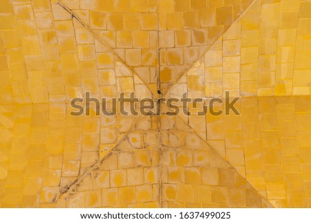 Gold yellow square mosaic tiles for texture background