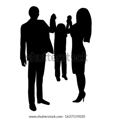 black silhouette family, parents and children