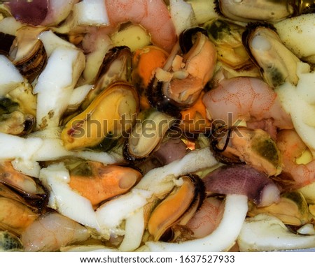 mixture of seafood sauce food picture. background soft focus.