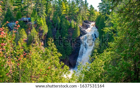 Big Manitou Falls at Pattison State Park in northern Wisconsin Royalty-Free Stock Photo #1637531164