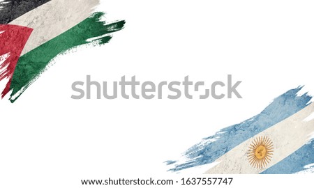 Flags of Palestine and Argentina on white background
