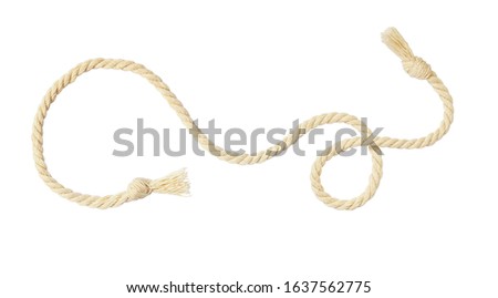 Waved beige rope isolated on white background