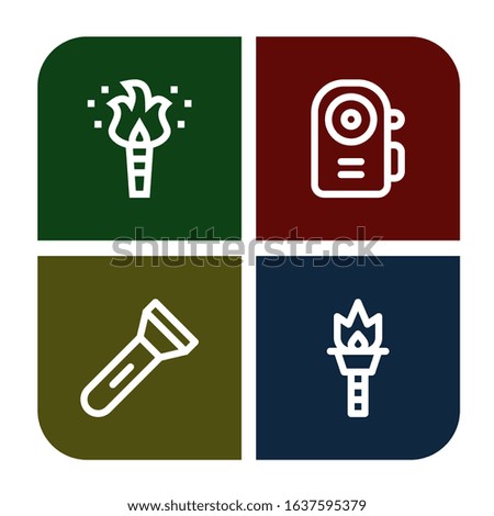 lite simple icons set. Contains such icons as Torch, Flashlight, can be used for web, mobile and logo