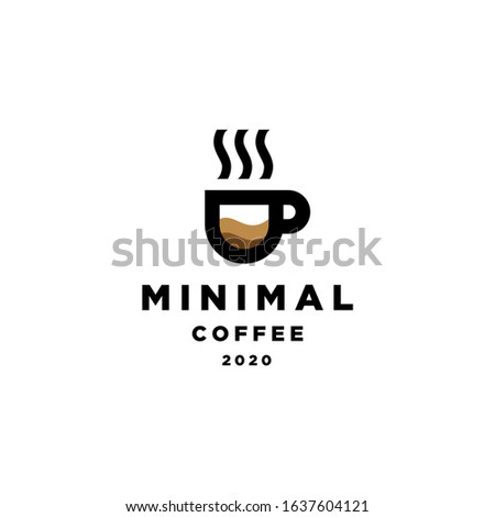 coffee shop minimal and simple logo hipster with cup icon vector in line outline vintage style 