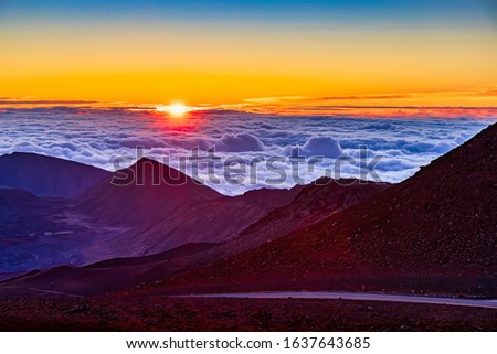 Sunrise on Haleakala Maui Hawaii Royalty-Free Stock Photo #1637643685