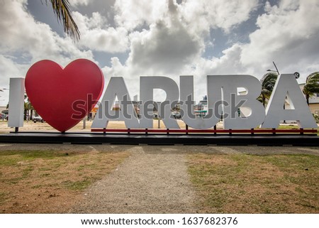 A welcome to Aruba sign in Oranjestad