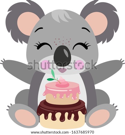 Happy koala with Birthday cake