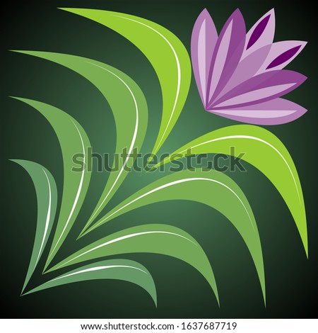 Fantastic flower on gradient background isolated, stylized purple exotic flower, vector eps 10